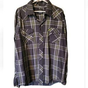 Sevens Cinch Garth Brooks Men's Plaid Shirt Large Pearl Snaps Western Core Rodeo